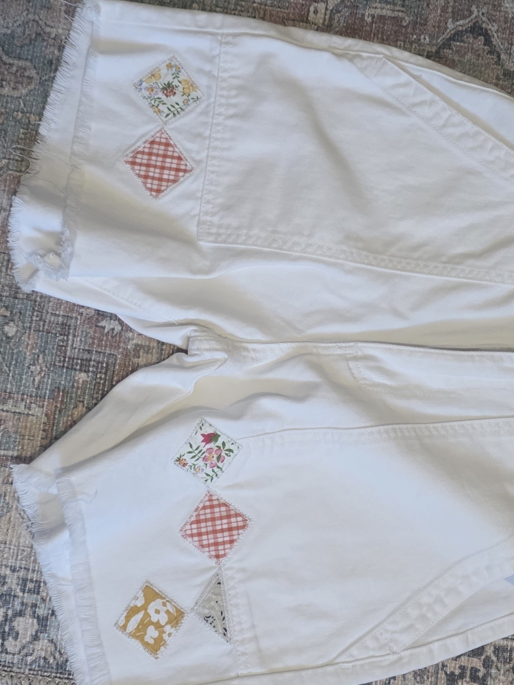 White Women's Patchwork Casual Shorts